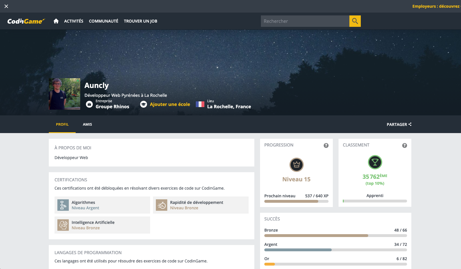 Profil CodinGame